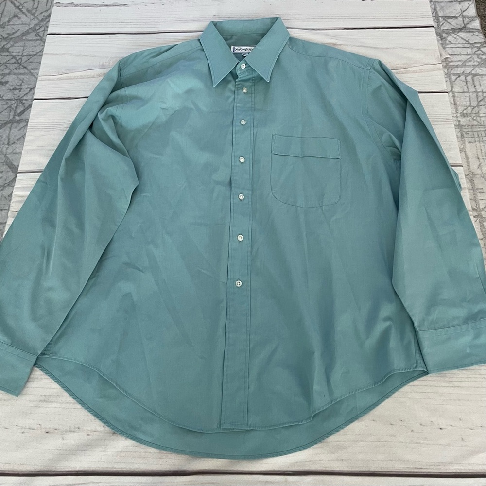 Yves Saint Laurent Men's Sea Green Button-Down Shirt